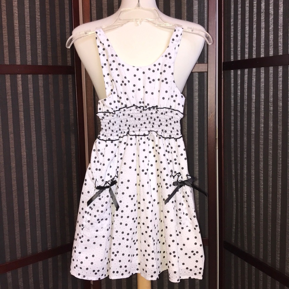 Girls summer white with black polka dots sundress
